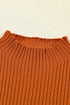 Ribbed Mock Neck Patch Pocket Drop Shoulder Short Sleeve Sweater